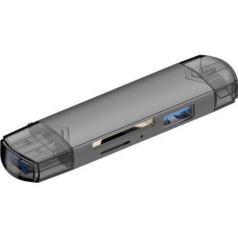 Lecteur de carte SD USB C 6 en 1, adaptateur USB OTG, USB 3.0 USB C Micro USB prend en charge SD/MicroSD (1/3)