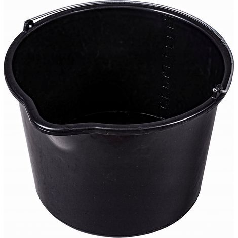 Seau de chantier noir de 12 L avec entonnoir (1/5)