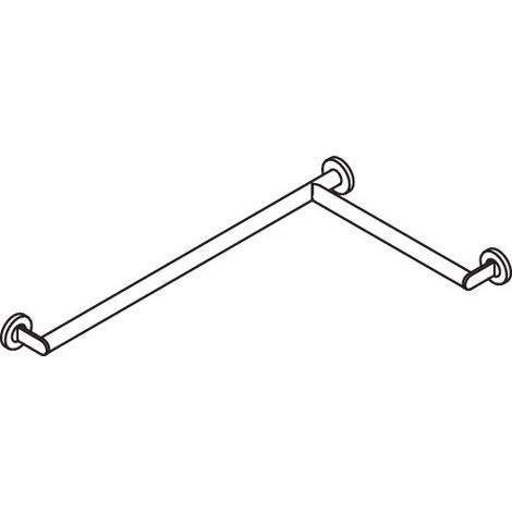 HEWI 900.35.13040 Dusch-, Wannenhandlauf des Systems 900, Edelstahl, verchromt, waagerechte Längen 765 mm und 475 mm, D: 30 mm, Ausführung rechts (1/3)