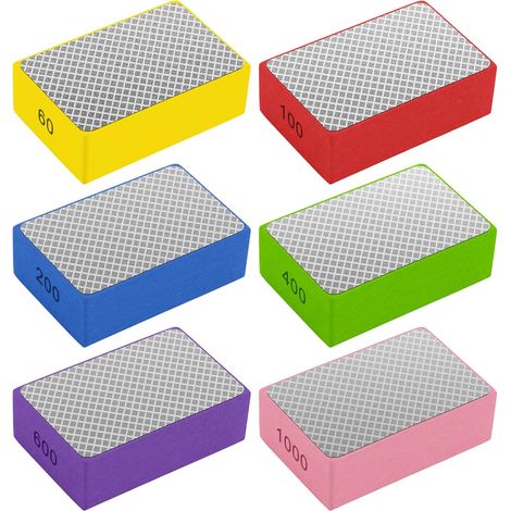 6pcs Cale a Poncer Diamant Carrelage, Eponge Poncage Carrelage, Eponge a Poncer Placo, Tampons de Polissage Blocs pour Carreaux, Céramique, Verre, Pierre, 6 Grains 60/100/200/400/600/1000 (1/5)