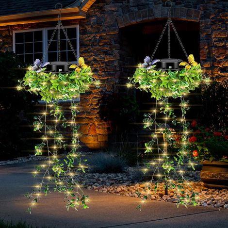 Lot de 2 guirlandes lumineuses solaires extérieures pour plantes artificielles, LED étanches IP65 (1/5)
