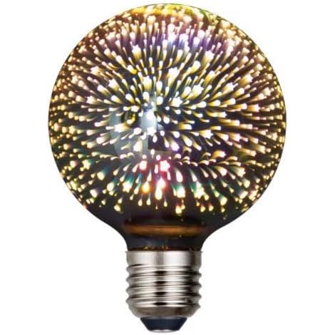 Lot de 1 ampoule LED vintage Edison, G95 3 W, ampoule à filament de feux d'artifice, ampoule colorée 3D, 300 lumens, 2700 K (blanc chaud), ampoule décorative, culot moyen E27 (G95)