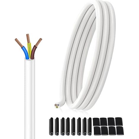 H05VV-F 3x0.75mm² Electric Cable White cable with PVC jacket for lamps, fans (1/5)