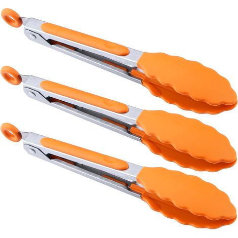 Lot de 3 Pinces de cuisine en silicone 17,8 cm résistantes à la chaleur pour barbecue salade et service alimentaire (1/5)