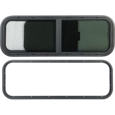 – 900x300mm Round Corner Sliding Window – Black Tempered Glass for Motorhomes – Protection against Moisture and Insects – Easy Installation (1/5)