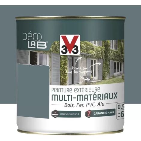 Peinture Extérieure Multi-Matériaux V33 Déco LAB Gris bleuté Satin 0,5 L (1/4)