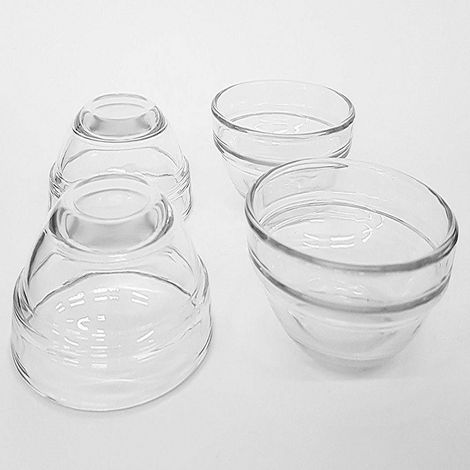 Trade Shop - Set 4pz Antipastiera Ciotole Bowls 7.5 Cm Vetro Finger Food Snack Aperitivo -