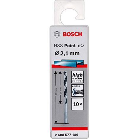 Trapano a spirale in metallo HSS PointTeQ, DIN 338, 2,1 mm, confezione da 10