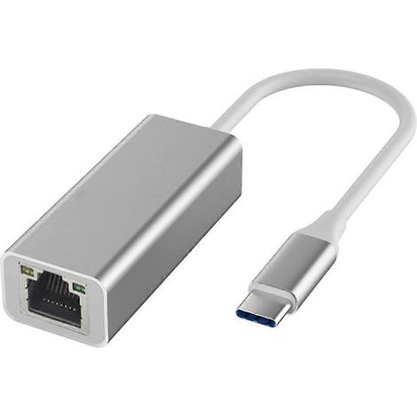 Adaptateur USB-C vers Ethernet, convertisseur d'interface USB-C vers RJ45 pour tous types d'ordinateurs portables, argent (1/5)