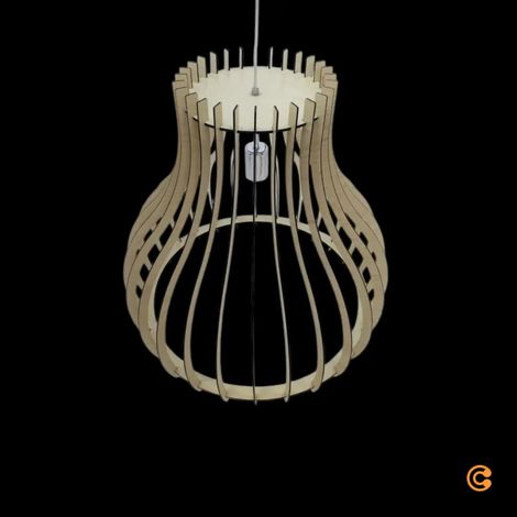 [NEUWERTIG] B-Ware Pendelleuchte Hängeleuchte Holzlampe Ellys Holz Natur Lampenschirm Holzlamellen