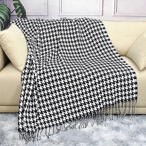 Pice 110x130cm Couverture Tricote Mille oiseaux noir et blanc Plaid Doux Confortable Durable pour Canap Sofa Chaise Repos et Sieste (1/5)