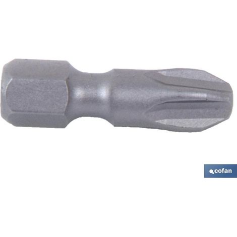 Punta phillips 1/4" para atornillar con huellas desde PH-0 a PH-4 COFAN          10 Unds                                   25 mm                PH-0 (1/2)