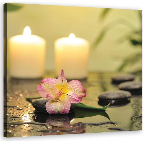Quadro su tela, Candele e orchidee zen - 30x30 (1/4)