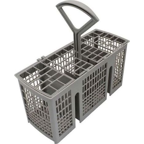 1 panier pour lave-vaisselle, avec poignée amovible, égouttoir à couverts, dimensions 22,0 x 9,0 x 11,5 cm, en plastique gris (1/5)