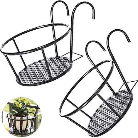 Fer Rond Crochet Pot De Fleur Stand Support Pot Plantes Maison Jardin Suspendu Métal Clôture Pot de Fleur en Métal Balcon Extérieur (1/4)