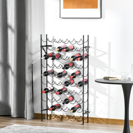 Casier à vin pour 60 bouteilles, porte-bouteilles en métal, 63 x 20,5 x 118 cm, noir