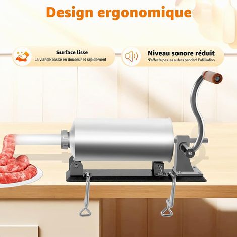 3L Machine à Saucisses, Poussoir Saucisse, Manuelle Poussoir Viande Professionnel, Fixable Sur Table, Pour Fabriquer Grande Variété Saucisses, Pour Divers Types Restaurants, Snack-Bars, Cuisines Etc (1/5)