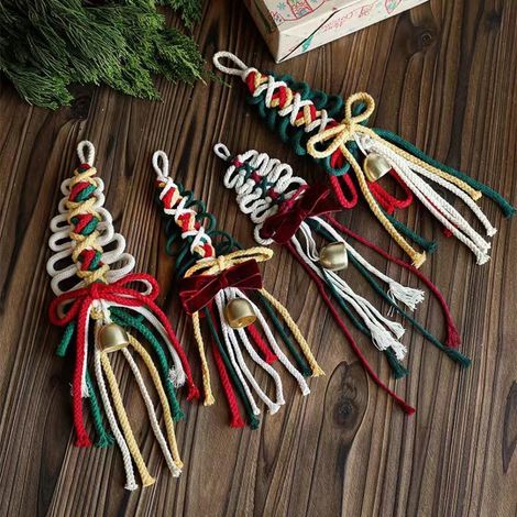 4-teilig: Weihnachtsglockenanhänger mit geflochtenem Seil, Vintage-Metallglocken, rustikale Kuhglocke für die Tür, Bauernhofschmuck, Weihnachtsbaumschmuck. (1/5)