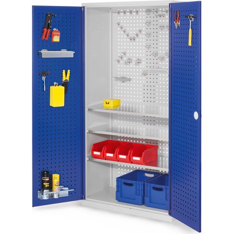 Kappes ®RasterPlan Werkzeugschrank 1950x1000m Modell 6 Tiefe 500mm Lochplattentüren enzianblau