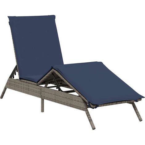 Maison Exclusive - Lettino prendisole con Cuscino in Polyrattan Grigio