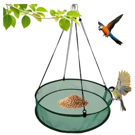 Runde Vogelfutterhäuschen aus Drahtgeflecht, 50,8 cm Durchmesser, mit Samenauffangschale für Balkon, Garten und Terrasse (1/5)