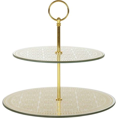 Plateau de Présentation Double en Verre 25 cm Doré (1/5)