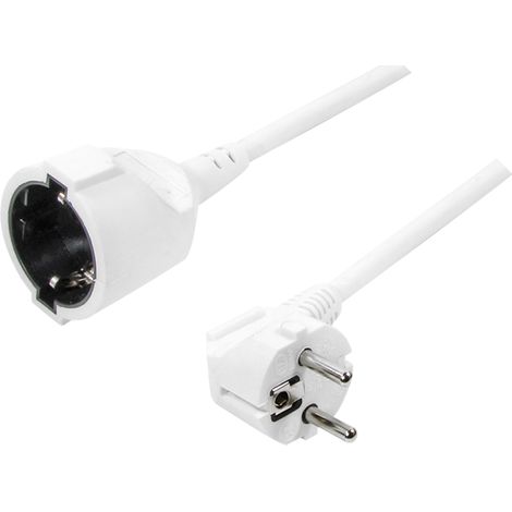 Cable de extensión de alimentación CEE7/7 (90°) a CEE 7/3 de 3 m, color blanco - LogiLink (1/5)