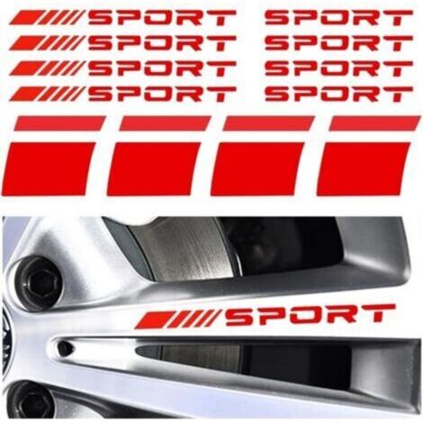 Pair 12PCS Autocollants Réfléchissants pour Jantes de Voiture, Logo de Pneu Sport Emblem Stripes, Roue Autocollant de Lettre de Voiture, Bandes de Décalcomanies pour Jantes de Voiture(Rouge)