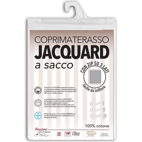 Sac protège-Matelas en Coton tissé Jacquard avec Fermeture éclair, Facile à Enfiler, pour lit Simple 90 x 200 cm, Fermeture éclair sur 3 côtés, 90 x 200 cm + 27 h (1/5)