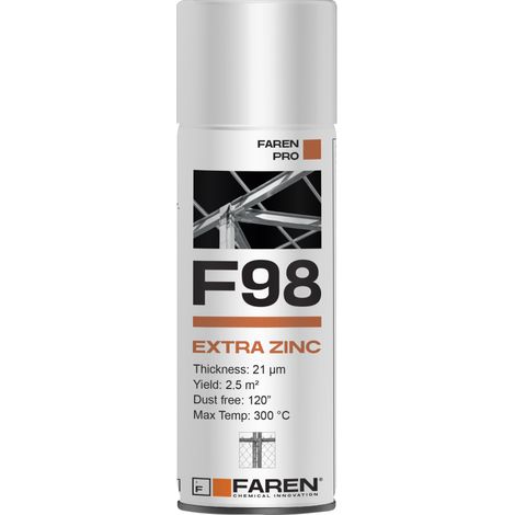 Spray Anti-corrosion F98 Zinc Extra Technique Faren Pureté 98% 400ml - Faren
