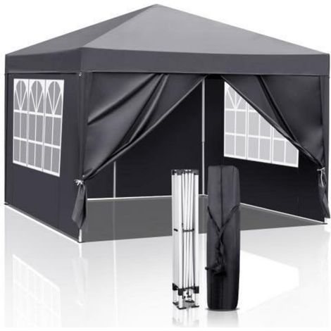 Pavillon 3x3m wasserdicht UV-Schutz 50+ mit 4 Seitenteilen dunkelgrau (1/5)