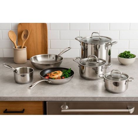 Batteria da cucina - Tutti i fuochi, incluso induzione - COSY & TRENDY-CLASSIC - Acciaio inossidabile - 11 pezzi