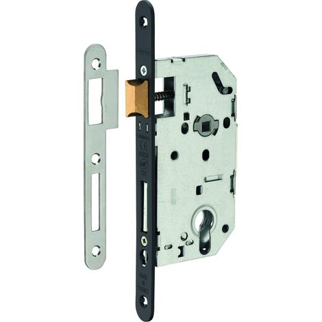 THIRARD - Serrure encastrable Unimax CE NFQC A2P à cylindre pour porte d'entrée, axe50mm, bouts ronds, têtière noire - THIRARD (1/2)