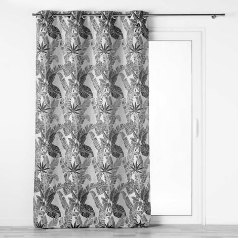 Rideau a oeillets 140 x 260 cm jacquard faggy Noir (1/4)