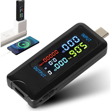 Sollbry USB-Tester, 4,5–36 V, 0–5 A, USB-C-Strom, Spannungsprüfer, Spannungsprüfer, Multimeter, Voltmeter, Amperemeter, Kapazität, Netzteil, Ladegerät, Detektor (Typ-C-Anschluss) (1/5)