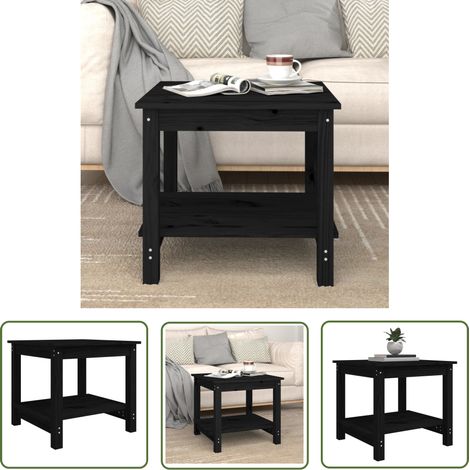 The Living Store Couchtisch Schwarz 50x50x45 cm Massivholz Kiefer - Couchtisch - Holzmöbel - Esszimmertisch - Wohnzimmertisch - Kiefernholzttisch (1/5)