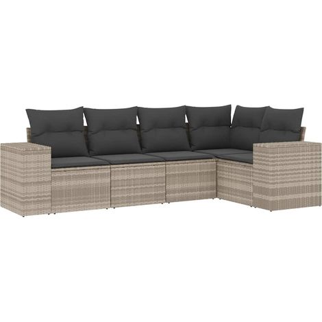 Maison Exclusive - Set de sofás jardín y cojines 5 pzas ratán sin (1/3)