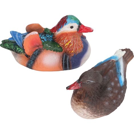 Schwimmende Mandarinenten-Statue aus Kunstharz, niedliche Deko-Skulptur für Garten, Teich und helle Farben (1/5)