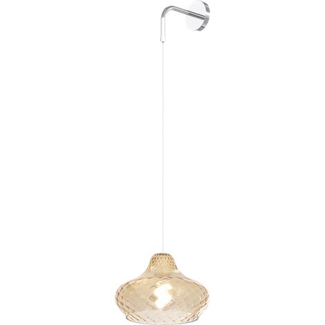 Applique moderno top light dress 1191cr a e27 led lampada parete vetro, colore ambra