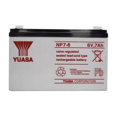 Yuasa  NP7-6 NP7-6 Batteria al piombo 6 V 7 Ah Piombo-AGM (L x A x P) 151 x 97 x 34 mm Spina piatta 4,8 mm Esente da (1/3)