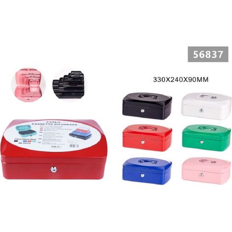 TRADE SHOP - Cassetta Portavalori Cassaforte Di Sicurezza In Metallo Chiavi 33x24x9 Cm 56837 -