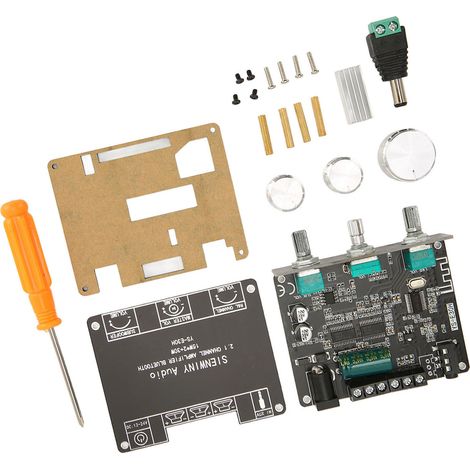 Module amplificateur de puissance Bluetooth 5.1, carte d'amplification sonore HiFi 2.1 canaux avec réglage par bouton, alimentation CC 9-24 V (1/5)