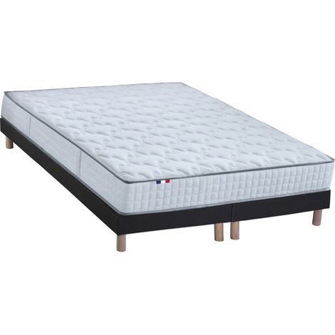 Ensemble literie : matelas à ressorts COSMOS et sommier qualité française 2x80 x 200 cm Sommier Noir (1/5)