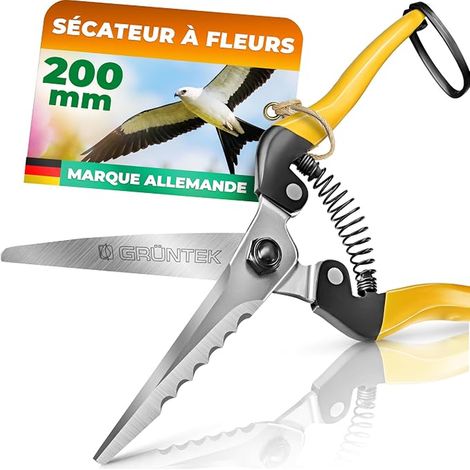 GRÜNTEK Sécateur de Jardin 200 mm. Sécateur Fleuriste Ciseaux à Fleurs (1/5)