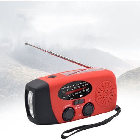 Radio à manivelle d'urgence avec lampe de poche LED pour AM/FM NOAA Dynamo météo portable 2000 mAh Banque d'alimentation Chargeur de téléphone USB chargé et camping solaire (1/5)