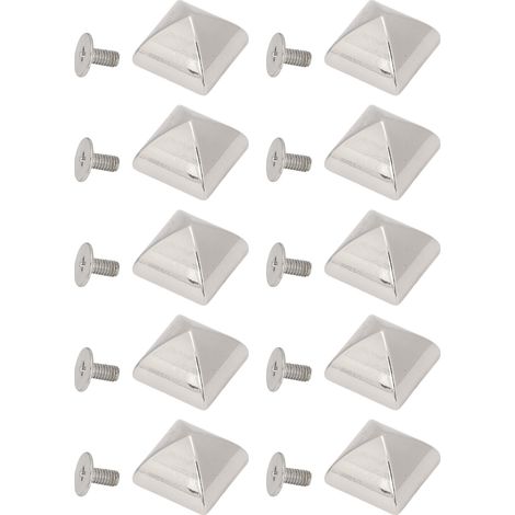 20 Sets Vierkant-Spitznieten aus Zinklegierung, Pyramidenform, Punk-Optik, Lederwaren- und Taschenreparatursets, 15 mm, Silber (1/5)