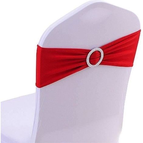 Noeuds de Chaise - Rouge - 50 PCS - Tissu Élastique - 15 cm x 35 cm (1/2)