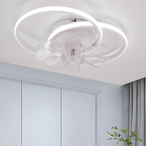 Ventilateur avec lumière,Ventilateur LED plafonnier,Régulable en luminosité,Ventilateur suspendu,220V 52W，3240lm，3000k-6500k（Blanc） (1/5)