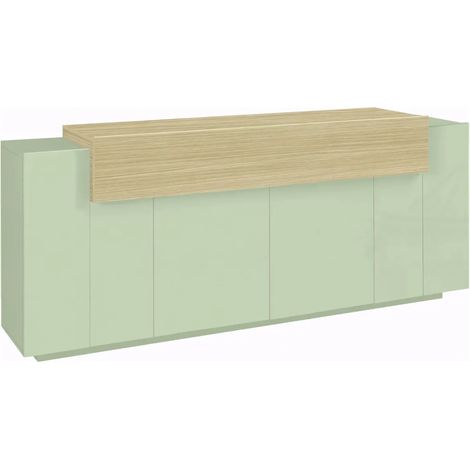Credenza Cucina Soggiorno Verde Salvia Rovere 5 Ante Battenti Ribalta (1/4)