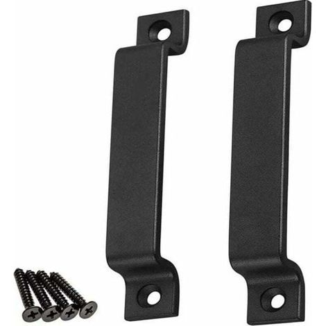 noir Poignée de porte de grange, 2 poignées de porte de grange pour porte en bois, pour portail/abri de jardin, armoires de cuisine, poignées de porte, placard, tiroir, meubles de chambre à coucher (1/4)